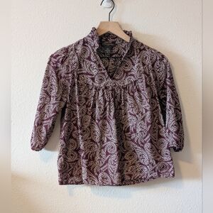 Banana Republic Maroon and White Blouse